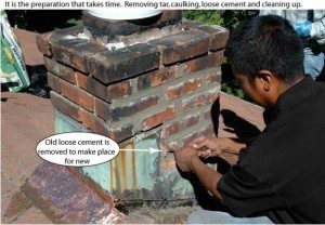 Chimney Flashing -Clearing the old cement grout