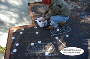 Flat Roof - Fiberboard fastened with screws and washers