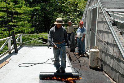 Installing Torch Down Rubber Membrane on Flat Roof - Pennsylvania