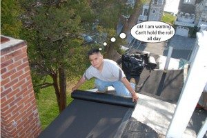 Flat Roof Widow's Walk -Roofing membrane installation