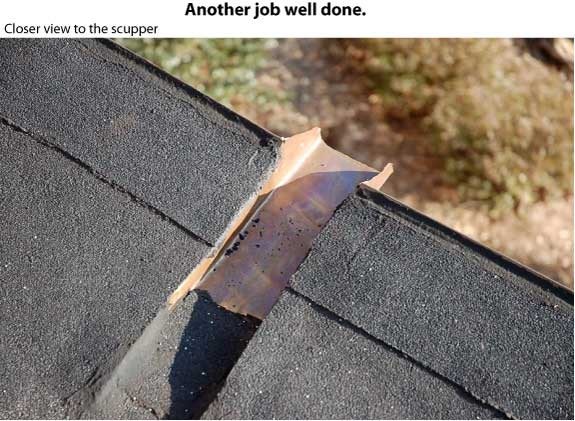 Scupper on flat roof