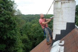 Sealing a chimney with a sealant that is cracked