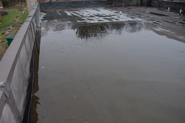 Standing water on a flat roof