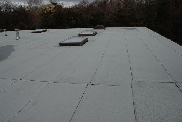 This image shows a 2 ply Modified Bitumen torch down roofing system. 