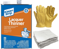 Lacquer Thinners, Rags, Gloves for repairing an EPDM Rubber Roof