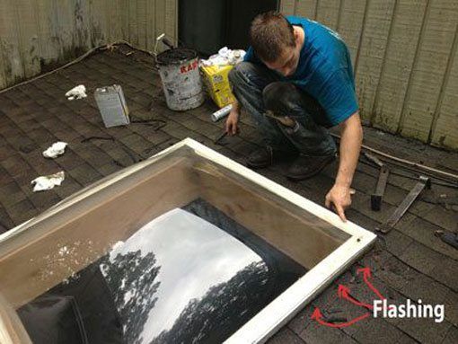 Skylight Repair - The best way to stop a leak on a skylight is to clean the flashing. Then use Super Silicone Seal to to seal the frame and glass transition