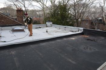 Flat Roof Repair, Scupper redo, Parapet wall covered with rubber membrane - Queens, NY