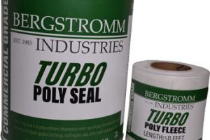 Turbo Poly Seal and Fleece. This is a polyurethaned mixed with bitumouse resin based product use to seal flashing and make roof repairs